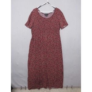 Vintage Connected Apparel Dress Plus 18 Red Floral Cottage Core Smocked‎ Prairie
